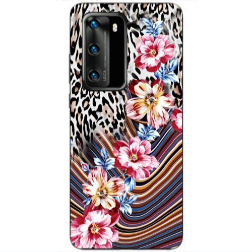 Huawei P40 Leopar patterned Transparent Silicone TPU Θήκη