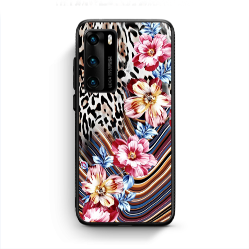 Huawei P40 Leopar patterned Black Glossy Θήκη