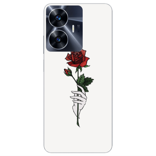 Realme Note 50 Rose in hand Transparent Silicone TPU Θήκη