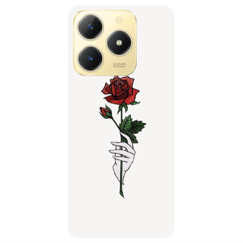 Realme C61 Rose in hand Transparent Silicone TPU Θήκη
