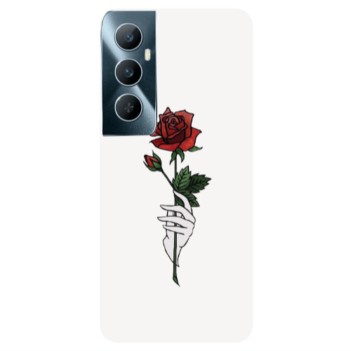 Realme C65 Rose in hand Transparent Silicone TPU Θήκη