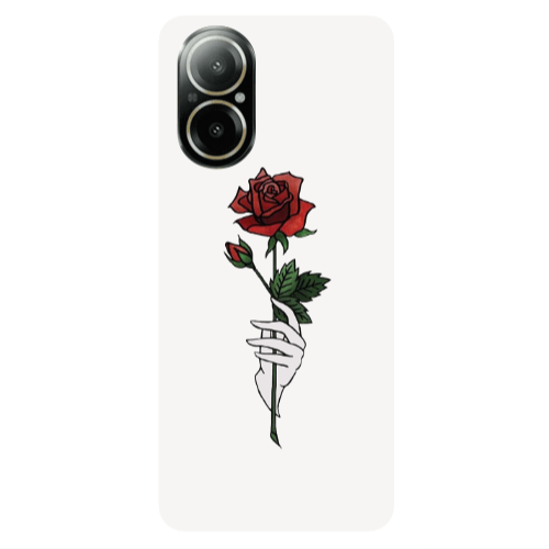 Realme C67 Rose in hand Transparent Silicone TPU Θήκη