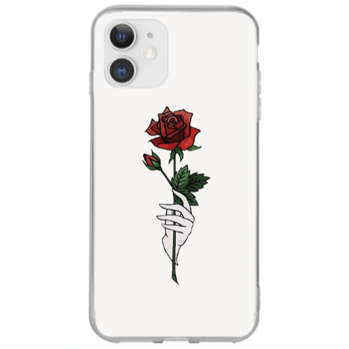 Apple iPhone 12 Rose in hand Transparent Silicone TPU Θήκη