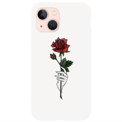 Apple iPhone 13 Rose in hand Purple Colored Silicone TPU Θήκη