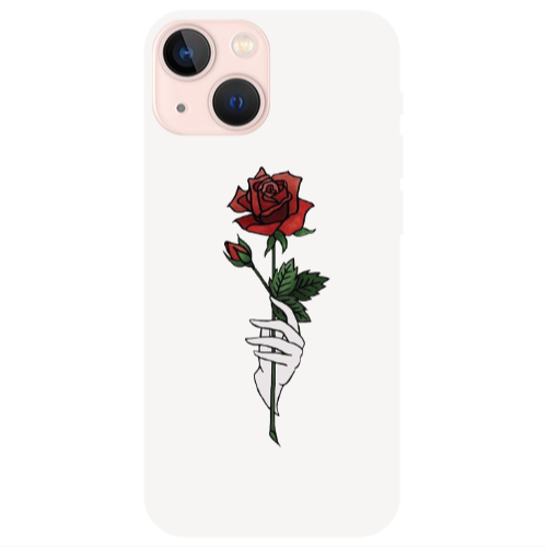Apple iPhone 13 Rose in hand Transparent Silicone TPU Θήκη