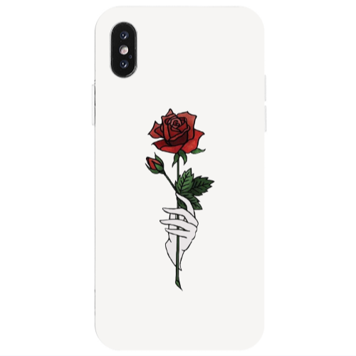 Apple iPhone X Rose in hand Transparent Silicone TPU Θήκη
