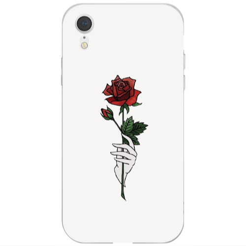 Apple iPhone Xr Rose in hand Transparent Silicone TPU Θήκη