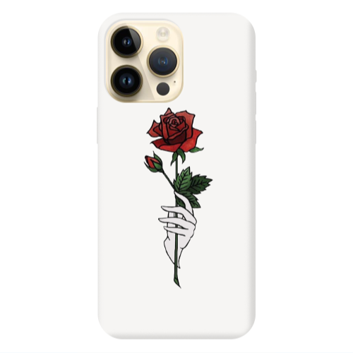 Apple iPhone 13 Pro Max Rose in hand Purple Colored Silicone TPU Θήκη