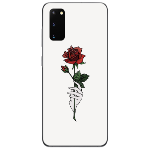 Samsung S20 Rose in hand Transparent Silicone TPU Θήκη
