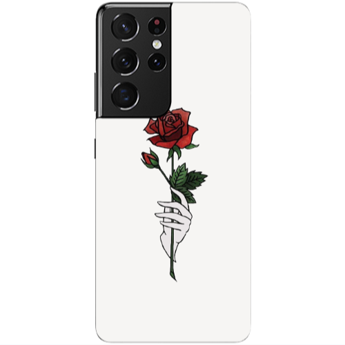 Samsung S21 Ultra Rose in hand Transparent Silicone TPU Θήκη