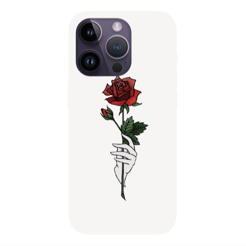 Apple iPhone 14 Pro  Rose in hand Red Colored Silicone TPU Θήκη