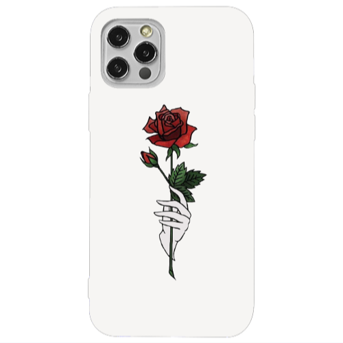 Apple iPhone 12 Pro Max Rose in hand Dark Green Colored Silicone TPU Θήκη