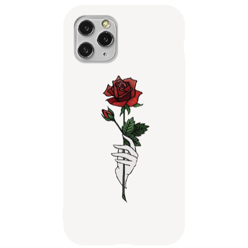Apple iPhone 11 Pro Max Rose in hand Red Colored Silicone TPU Θήκη