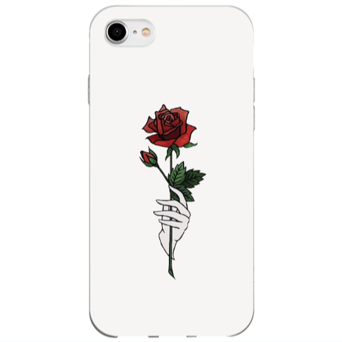Apple iPhone 7 Rose in hand Transparent Silicone TPU Θήκη