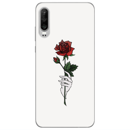 Huawei P30 Rose in hand Transparent Silicone TPU Θήκη