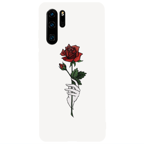 Huawei P30 Pro Rose in hand Transparent Silicone TPU Θήκη