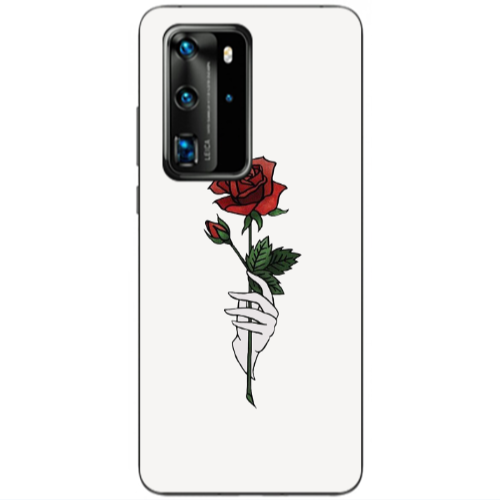 Huawei P40 Pro Rose in hand Transparent Silicone TPU Θήκη