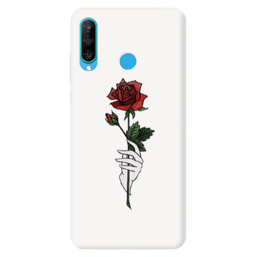 Huawei P30 Lite Rose in hand Transparent Silicone TPU Θήκη