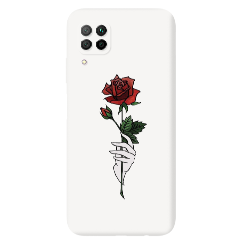 Huawei P40 Lite Rose in hand Red Colored Silicone TPU Θήκη
