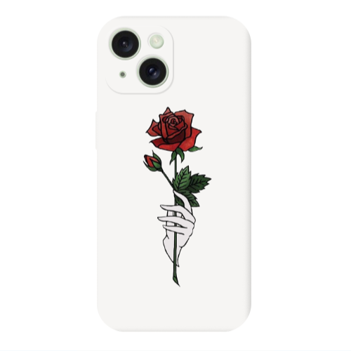 Apple iPhone 15 Rose in hand Transparent Silicone TPU Θήκη