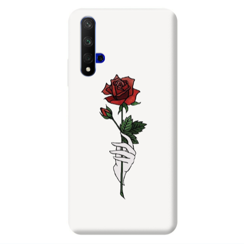 Huawei Nova 5 T Rose in hand Transparent Silicone TPU Θήκη