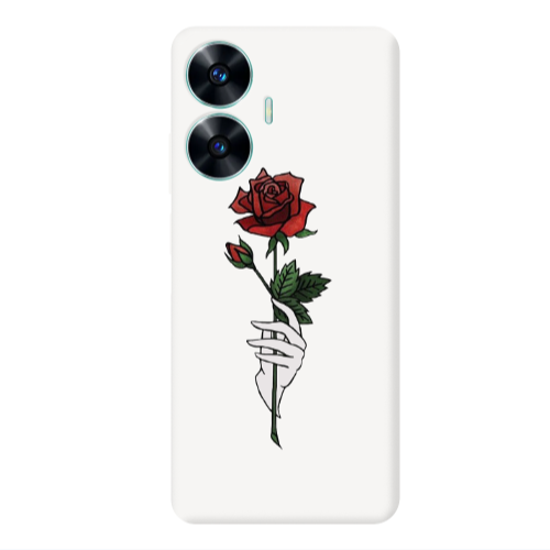Realme C55 Rose in hand Transparent Silicone TPU Θήκη