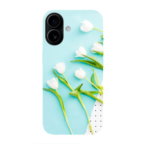 Apple Iphone 16 plus White Tulips Transparent Silicone TPU Θήκη