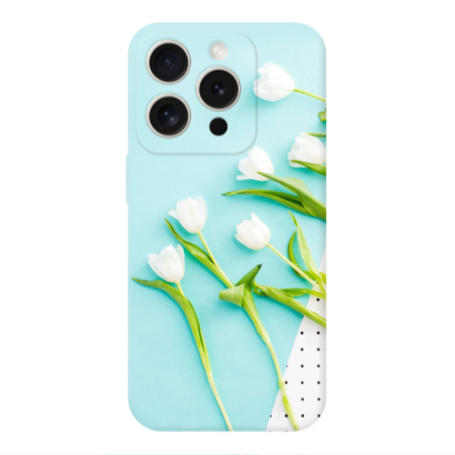 Apple Iphone 16 Pro Max White Tulips Transparent Silicone TPU Θήκη
