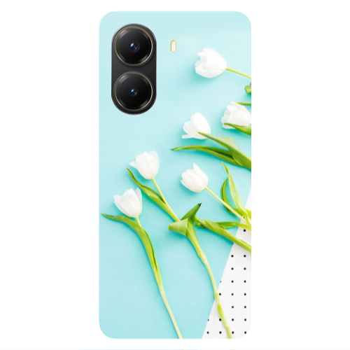 Xiaomi Poco X7 Pro White Tulips Transparent Silicone TPU Θήκη