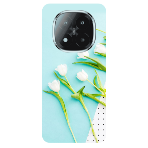 Xiaomi Redmi Note 14 Pro + 5g White Tulips Transparent Silicone TPU Θήκη