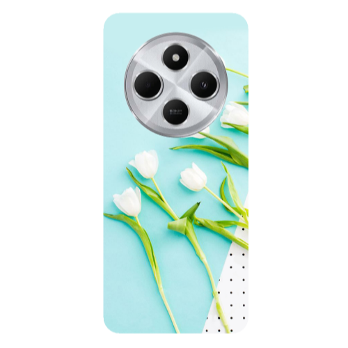 Xiaomi Redmi 14c White Tulips Transparent Silicone TPU Θήκη