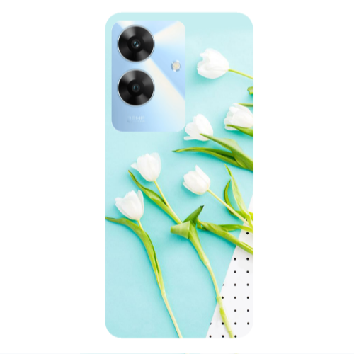 Realme Note 60 White Tulips Transparent Silicone TPU Θήκη