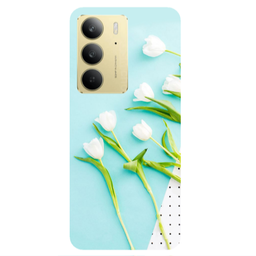 Realme C 75 White Tulips Transparent Silicone TPU Θήκη