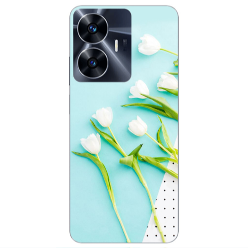 Realme Note 50 White Tulips Transparent Silicone TPU Θήκη