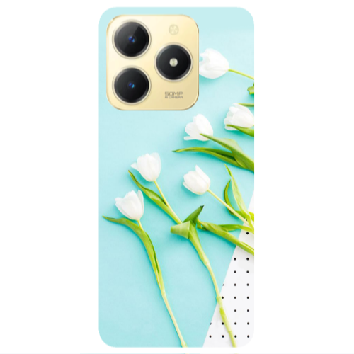 Realme C61 White Tulips Transparent Silicone TPU Θήκη