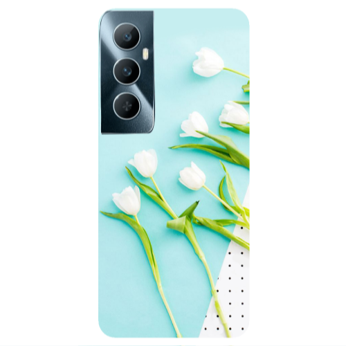 Realme C65 White Tulips Transparent Silicone TPU Θήκη
