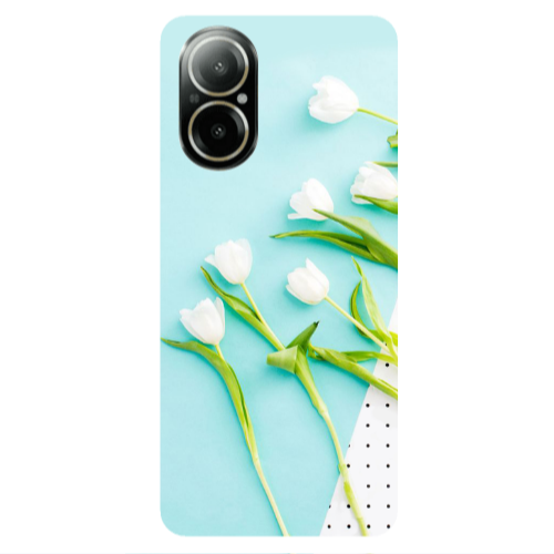 Realme C67 White Tulips Transparent Silicone TPU Θήκη