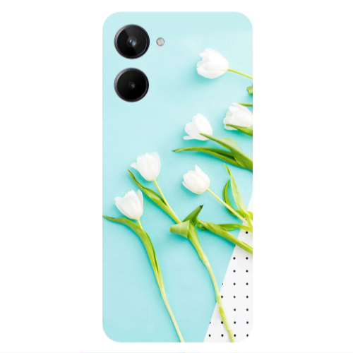 Realme 10 White Tulips Transparent Silicone TPU Θήκη