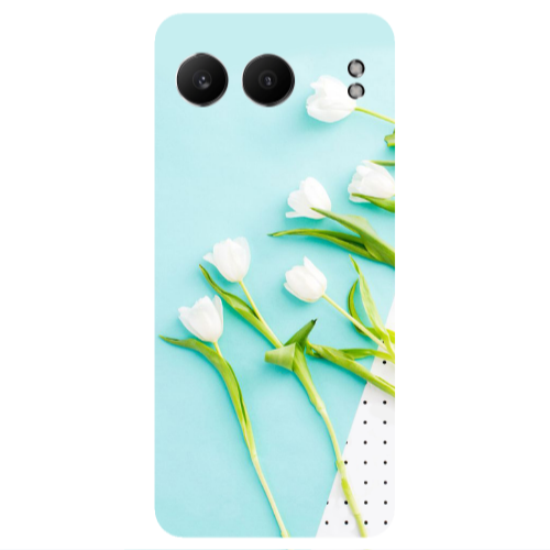 Oneplus Nord 4 White Tulips Transparent Silicone TPU Θήκη