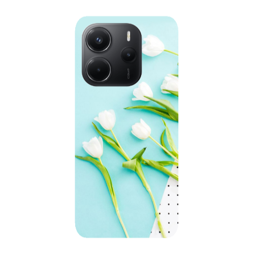 Xiaomi Redmi Note 14 White Tulips Transparent Silicone TPU Θήκη