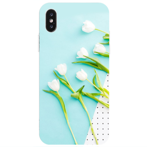 Apple iPhone X White Tulips Transparent Silicone TPU Θήκη