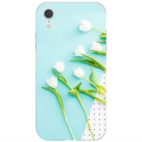 Apple iPhone Xr White Tulips Transparent Silicone TPU Θήκη