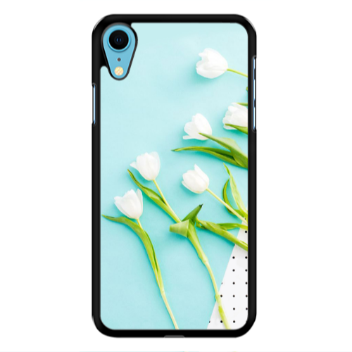 Apple iPhone Xr White Tulips Black Glossy Θήκη