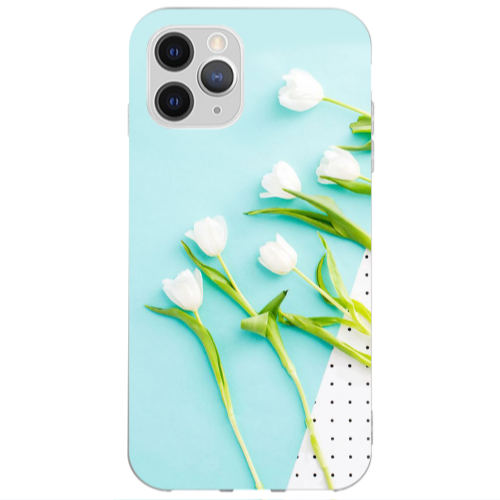 Apple iPhone 13 Pro Max White Tulips Transparent Silicone TPU Θήκη