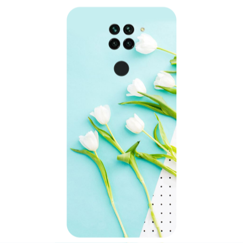 Xiaomi Redmi Note 9 White Tulips Transparent Silicone TPU Θήκη