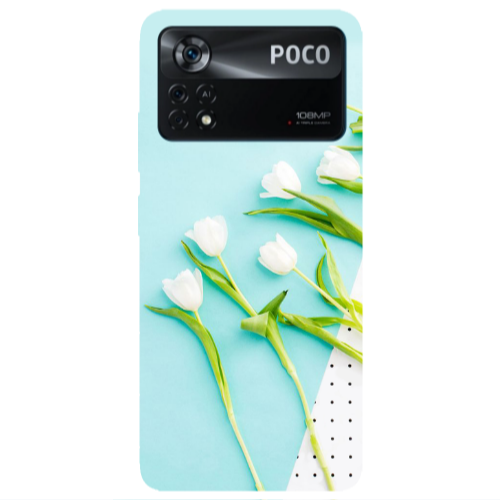 Xiaomi Poco X4 Pro White Tulips Transparent Silicone TPU Θήκη