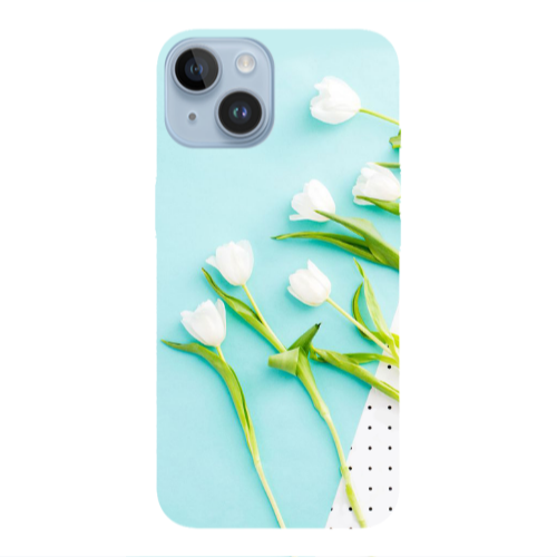 Apple iPhone 14 Plus White Tulips Transparent Silicone TPU Θήκη