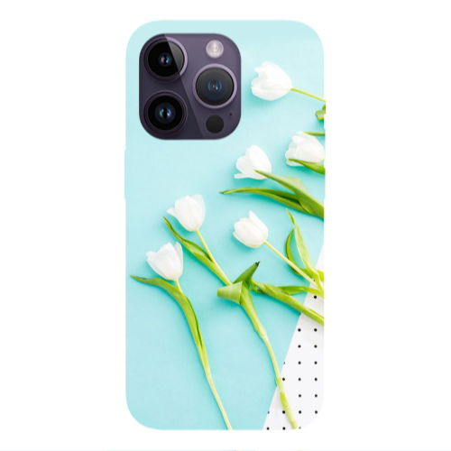 Apple iPhone 14 Pro  White Tulips Transparent Silicone TPU Θήκη