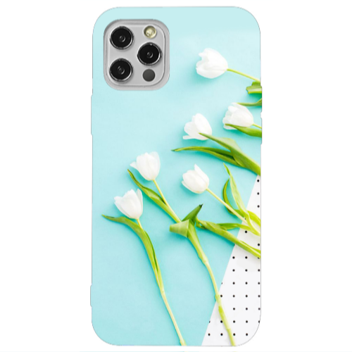 Apple iPhone 12 Pro White Tulips Transparent Silicone TPU Θήκη