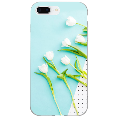 Apple iPhone 7 Plus White Tulips Transparent Silicone TPU Θήκη